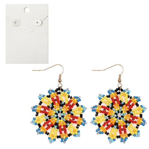 Bohemian Beaded Long Tassel Dangle Earrings for Women, Handmade Jewelry White Tarnish Resistant Lightweight Design, Stylish Accessory for Beach Vacation Party and Gift - color: colors-2