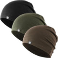WTACTFUL 3 Pieces Cooling Skull Caps for Men & Women - Soft & Breathable Cycling Cap for Summer - color: Black+green+brown