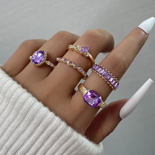 Crystal Stackable Rings Set for Women Trendy Star Moon Knuckle Rings Set Vintag Boho Rhinestone Midi Finger Rings Set