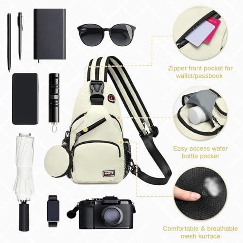 Convertible Sling Bag with Coin Pocket, 7.9" Tablet Crossbody Mini Backpack with Headphone Jack Casual Pack for Women Men Travel, White - color: White, size: Small