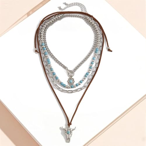 Boho Outfits for Women Boho Necklaces Country Concert Outfits Nashville Western Jewelry Choker Necklaces Long Leather Necklace Western Dress Jewelry Country Cowgirl Accessories Gifts - color: L1