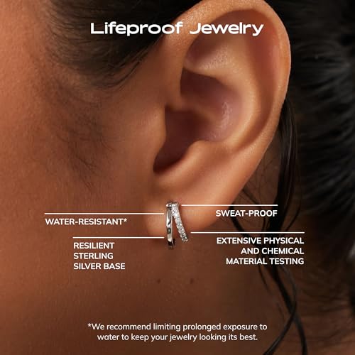 Ana Luisa Double Hoop Earrings for Women - 14K Gold Plated & Silver Rhodium Huggie Hoops - Hypoallergenic, Water-Resistant, Tarnish-Free, Small, Dainty & Trendy Two Hoop Earring Styles for Daily Wear - color: Silver Cubic Zirconia, size: Mini