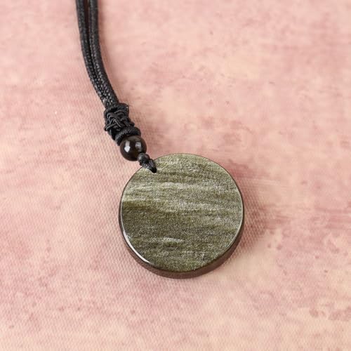 Obsidian Tree of Life Necklaces Orgonite Healing Crystal Stone Pendant Necklace for Spiritual Healing and Meditation Energy Talisman Sacred for Men Women - color: Gold Sheen Obsidian 1