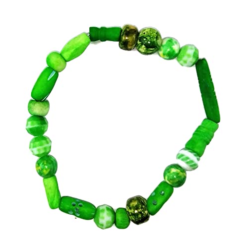 Layered Bone Bead Lime Green Stretch Bracelets - Boho Style - Spring Jewelry - Gift for Women - Stackable - Set of 3