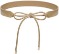 Women PU Leather Tie Waist Belts Knotted Thin Skinny Rope Waistband - color: Khaki