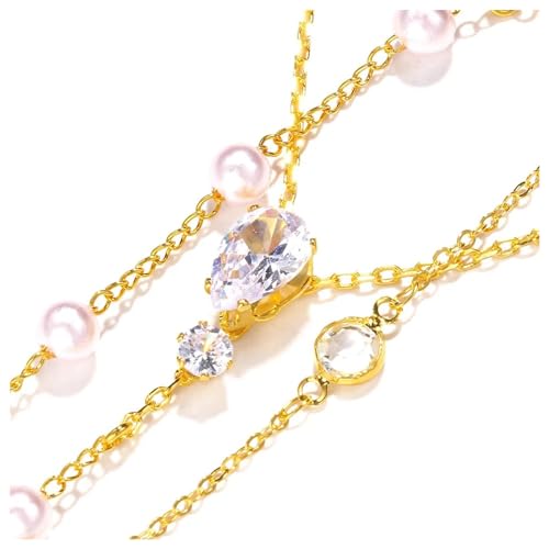 Bride Backless Rhinestone Waterdrop Body Chain Belly Waist Necklace - color: Gold