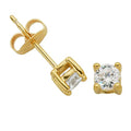 Amazon Essentials Plated Sterling Silver Cubic Zirconia Stud Earrings (Round & Princess) - color: White/Yellow Gold, size: 4 mm, style: Round Cut