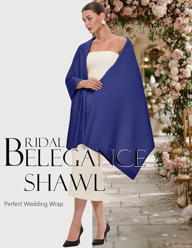 PULI Women's Pashmina Shawl Wraps for Evening Dress Large Scarf Blanket Long Wedding Bridal Winter Warm Shoulder Wrap - color: Klein Blue