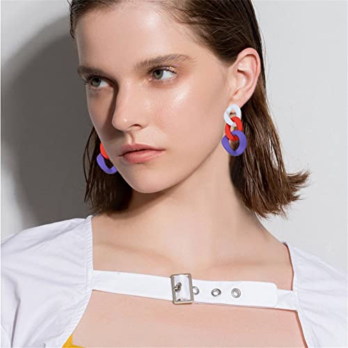 Charm Elegant Hollow Color Chain Acrylic Geometric Temperament Dangle Drop Earrings Bohemian Minimalist Hypoallergenic Jewelry Gift - color: White Red Purple earrings