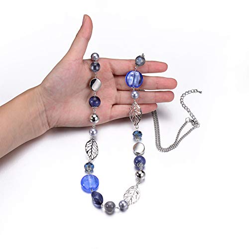 PEARL&CLUB Long Beaded Necklaces For Women - Sweater Chain Fashion Jewelry Necklace Gifts For Women - color: 24-Blue