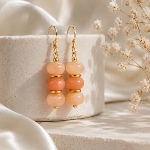 Gempires Lightweight Beaded Earrings Handmade Gemstone Jewelry Hypoallergenic Gold Plated Dangling Earrings For Women