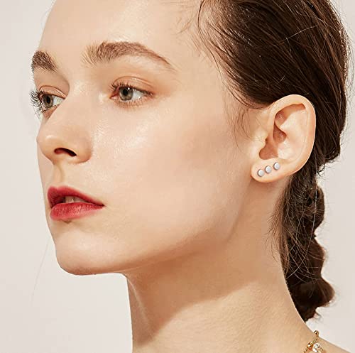 925 Sterling Silver Dot Stud Earrings | Small Simple Round Disc Stud Earrings | Tiny Flat Circle Hypoallergenic Cartilage Tragus Piercing Earrings Gifts for Women Men 2mm 3mm 4mm 5mm - color: #7 white gold-3mm*3
