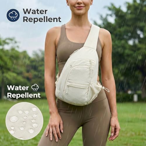 Sling Bag for Women, Anti-Theft RFID Nylon Crossbody Purse with Adjustable Strap for Travel & Shopping - color: White