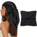 AWAYTR 27.5” Square Satin Head Scarf Hair Scarf for Women's Hair Silk Bandana for Women Silk Head Wrap for Sleeping - color: Black