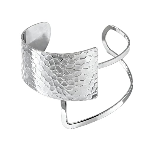 Bohemian Metal Bangle Bracelets for Women - 4 Colors (Silver/Black/Gold/Red) Adjustable Open Design, Versatile Stackable Jewelry for Daily Wear & Gifts - color: Silver
