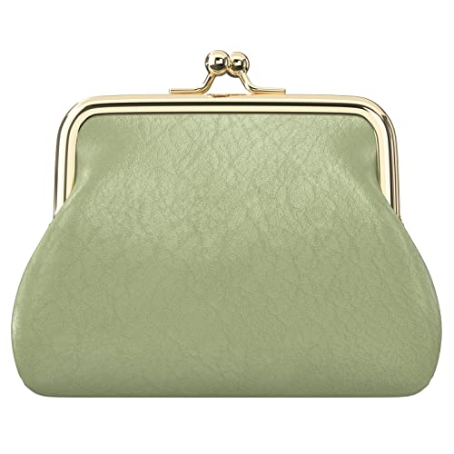 Coin Purse, Small PU Leather Change Purse, Coin Wallet with Clasp, Car Change Holder Pouch for Woman Men Kids Girls, Green - color: Green