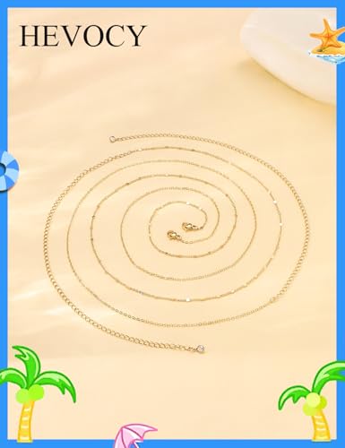 Gold Waist Chain for Women, Trendy Layered Belly Chain Jewelry, Adjustable Body Chain for Beach & Summer Outfit - style: Gold Style 6