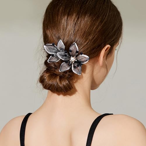 Mistofu DIY Copper Wire Metal Hand-woven High-level design Barrettes Elegant Hair Accessories, Gifts for Women Girls (black-c) - color: black-c