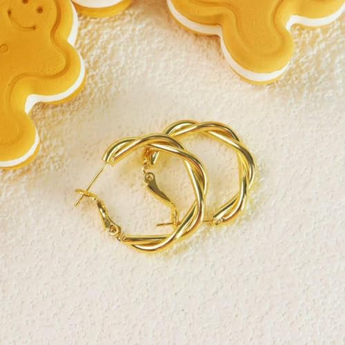 ToHeart Gold Hoop Earrings for Women Twist Hoop Earrings Gold Plated - style: Hoop Earrings G