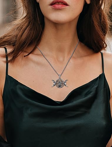 INFUSEU Mystical Hecate Triple Moon Goddess Necklaces, Divine Feminine Protection Gifts - style: Triple Moon Goddess - Tree of Life