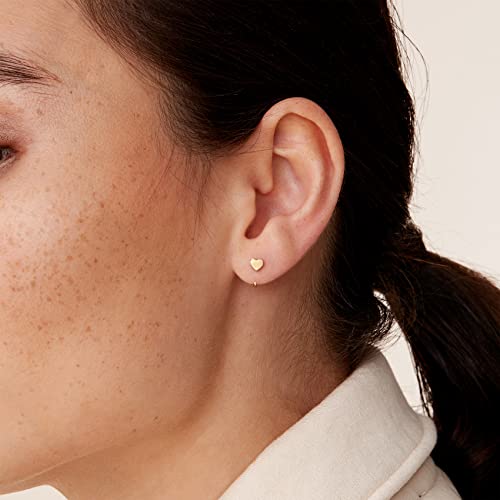 PAVOI 925 Sterling Silver Huggie Half Hoop Earrings | Hypoallergenic Minimalist Tiny Cartilage Earring - style: Heart