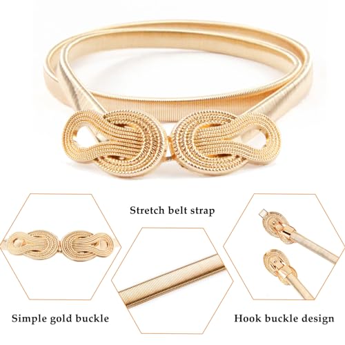 E-Clover Womens Fashion Metal Stretch Waist Skinny Belt Waistband - color: 01-style-017-002
