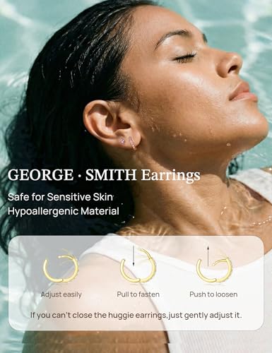 GEORGE · SMITH Stackable Kite Stud Earrings Set for Women, Gold & Silver Huggie Birthstone Jewelry with Emerald Green & Blue Sapphire, Trendy Earrings for Women 2025 - color: Gold,Pink CZ