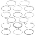 16 Pcs Gold/Silver Anklet Bracelets for Women Cuban chain Heart-shaped Beads Layered Adjustable Size Beach Daily Party - color: silver