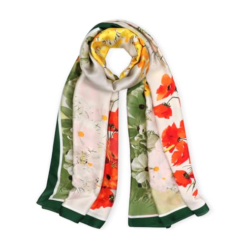 vimate 100% Large Silk Feeling Scarf-Women's Fashion Long Mulberry Silk Satin Neck Scarf Sunscreen Shawl Wrap Headscarf - color: Style 26