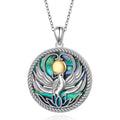 925 Sterling Silver Animal Necklaces Lion/Cat/Phoenix/Bunny/Koalas Necklace Adjustable Chain Animal Lover Pendant Jewelry for Women Men - style: Phoenix- Abalone Shell