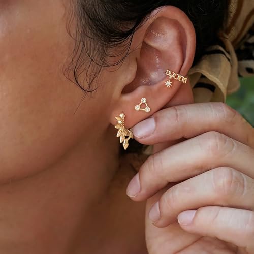 MYEARS Women Earrings Gold Huggie Hoop 14K Small Simple Hypoallergenic Everyday Jewelry - style: Arrow