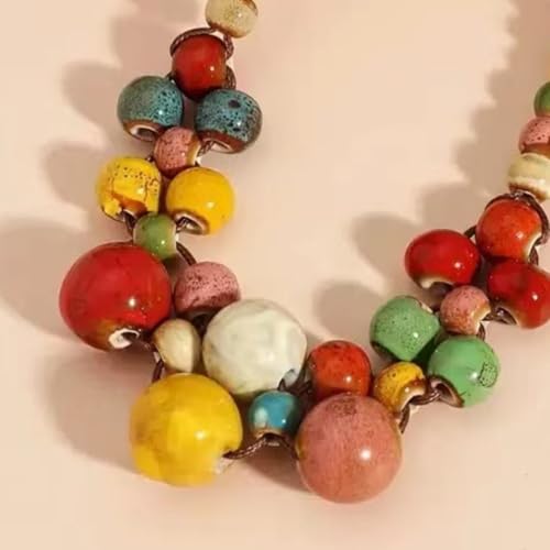Red Beaded Necklace for Women Choker Gold Toggle Clasp Layered Stack Dainty Statement Western Boho Trendy Summer Vacation Necklaces Birthday Jewelry Gifts - color: F1:Beaded Necklace