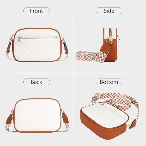 TANTOMI Small Crossbody Bags for Women Trendy, Cell Phone Purses Wallet with 4 Card Slots, Small Purses with Adjustable Strap - color: White/Light Brown