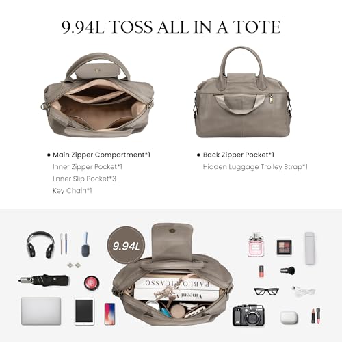 befen Vintage Genuine Leather Satchel Tote Bag for Women, Top Handle Handbags Leather Purse, Large Shoulder Crossbody Bags - color: Grey-taupe