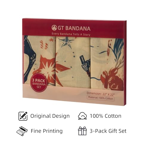 22"x22" Multi-Purpose 100% Cotton Bandana Face Mask(3-Pack) - color: Cowgirl Assorted