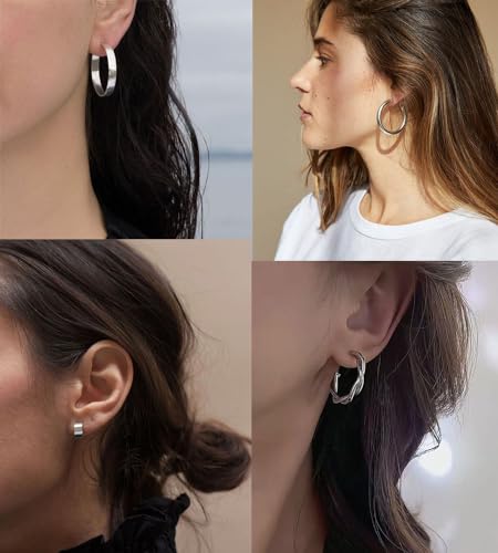 36 Pairs Gold Hoop Earrings Set for Women, Chunky Gold Earrings Multipack, Trendy Silver Hoop Earring Pack Jewelry - color: Style1-silver