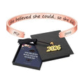 M MOOHAM Graduation Gift for Her Him 2026, Inspirational Graduation Bracelets Class of 2026 High School College Graduation Gift for Her with Graduation Box - style: " With Box -She Believed She Could So She Did(Rose Gold)