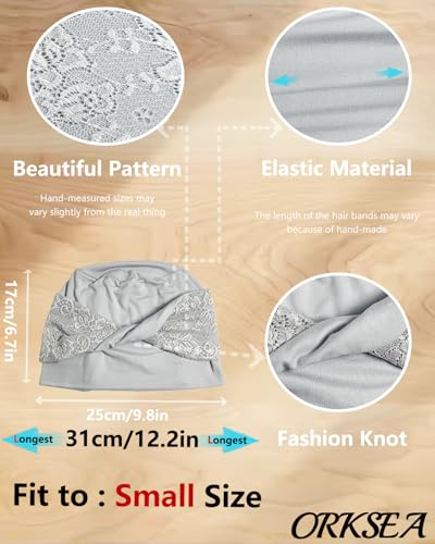 Chemo Headwear for Women Knot Beanies with Stretch Elastic Turbans Soft Cancer Hats Head Coverings Scarf Headwraps - color: Gray