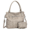 TANTOMI Tote Bag for Women Vegan Leather Purses and Handbags Ladies Waterproof Big Shoulder Bag for Travel - color: Grey.b