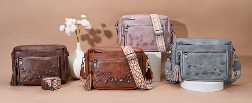 MEITRUE Crossbody Bags for Women, Vegan Leather Crossbody Purse Trendy Multi Pockets Shoulder Handbag with Tassel - color: 08-deep Teal