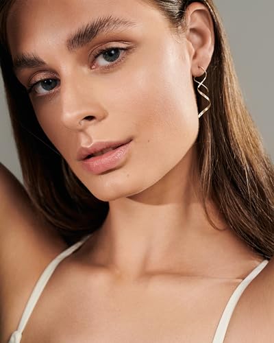 Handmade Spiral Threader Earrings Sterling Silver Hypoallergenic Twisted Pull Through Drop Dangle Earrings for Women - Silver & Gold - color: Long Gold