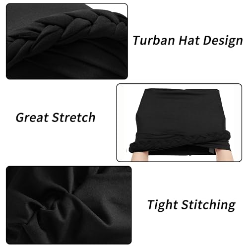 ZLYC Chemo Headwear for Women Pre Tied Turban Headwear Lightweight Beanie Hat - color: Braid Black