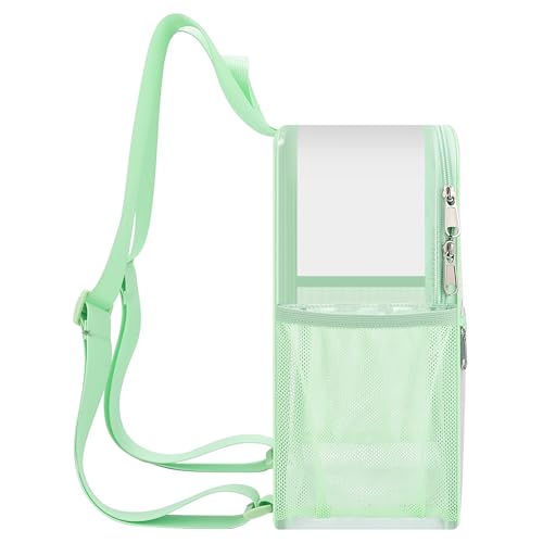 Oraben Clear Backpack Stadium Approved, 12 x 6 x 11 in, Small Transparent Backpack for Concerts, Sports Events, Festivals, Travel, Waterproof PVC, Adjustable Straps, Women Men - color: Avocado Green, style: Nylon Shoulder Straps