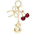 Cute Initial Cherry, Bow, Heart & More Styles - Personalized Keychain Bag Charms & Purse Accessories for Handbags - color: Red Cherry, style: S