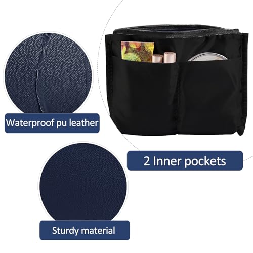 MAANGE Cosmetic Bags for Women Small Makeup Bag for Purse Pu Leather Makeup Pouch Travel Makeup Bag with Zipper Make Up Bag for Travelling - color: Dark Blue