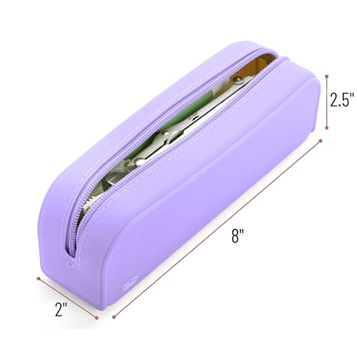 Mr. Pen- Silicone Pencil Case, Aesthetic Pencil Bag for Women, Makeup Pouch | Multifunctional Pouch for Stationery, Cosmetics and Electrical Goods Storage - color: Purple