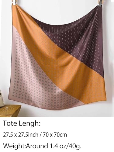 Silky Scarf for Women Lightweight Satin Bandanas Neck Hair Wrap For Sleeping Head Scarves 27.5" - color: A15 Brown Rhombus/27.5"