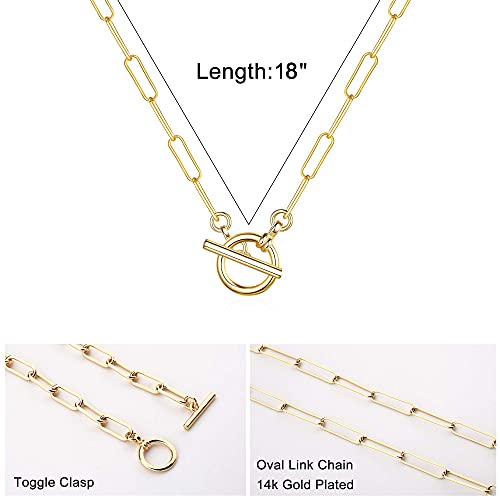Turandoss 14K-Gold-Plated Necklaces for Women - Lock Evil Eye Medallion Vintage Coin Necklace Bee Sun Moon Shell Chain Necklace Layered Paperclip Chain Necklaces for Women Jewelry Gifts - style: "2-Toggle Clasp