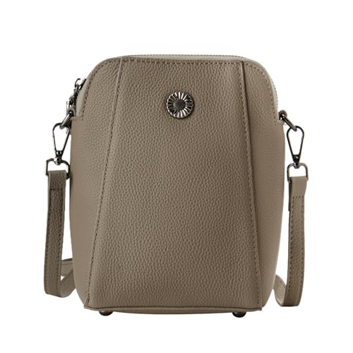 Genuine Leather Small Crossbody Bags for Women | Lightweight Shoulder Purse, Designer Handbag with Adjustable Strap, Casual Travel Everyday Bag - color: Gray