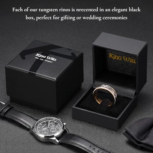 King Will 4mm/6mm Black Ceramic Rings, Men's Wedding Rings Spinner Flat Cut Wedding Band for Men Women Comfort Fit and Durable - color: Black 5mm